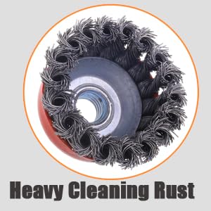 30 Pack 3 Inch Wire Cup Brush for Angle Grinders - 5/8 Inch Arbor, Knotted Wire Brush for Heavy Rust Cleaning