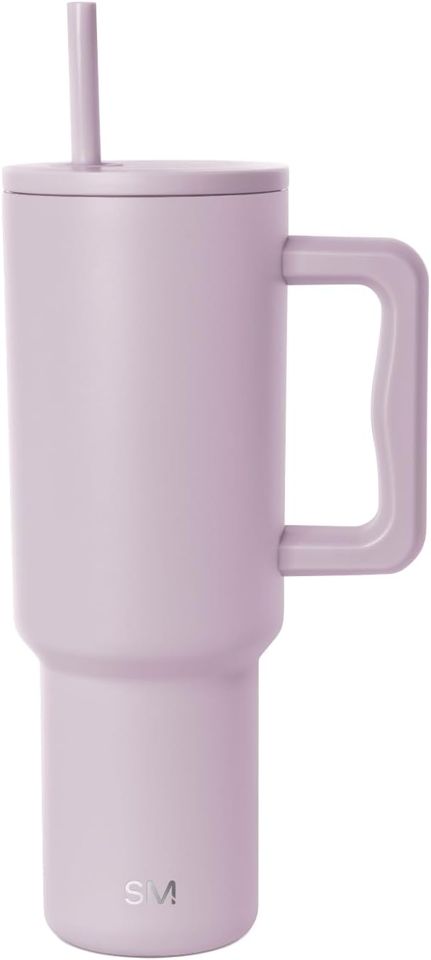 Simple Modern 40 oz Trek Tumbler with Handle and Straw Lid | Cup Holder Friendly Insulated Stainless Steel Travel Mug | Lavender Mist