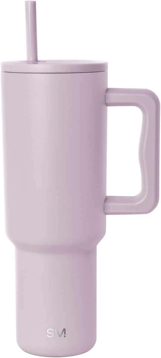 Simple Modern 40 oz Trek Tumbler with Handle and Straw Lid | Cup Holder Friendly Insulated Stainless Steel Travel Mug | Lavender Mist