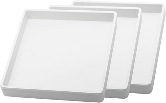 Small Square Tray (5.9 inch) 3 Pack, Durable White Tray for Desserts & Organization, Lightweight for Coffee, Drinks, Party, Seasoning, Perfume and Display.