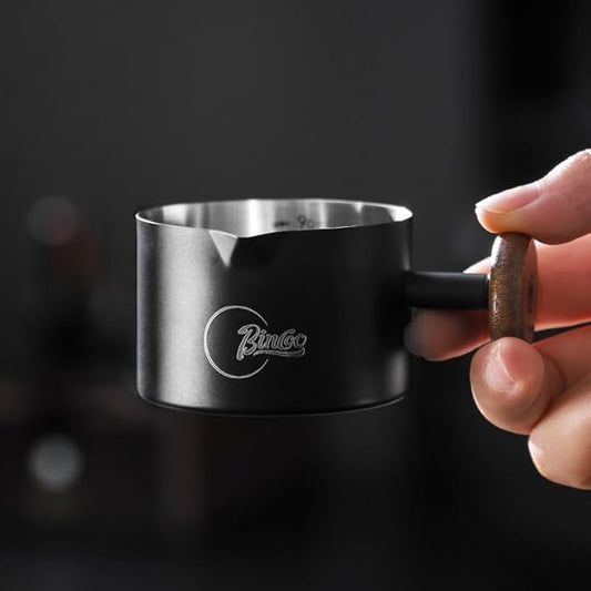 Bincoo Espresso Measuring Cup - Stainless Steel Coffee Dosing Cup 90ml/3oz with Handle & Scale,Perfect for Espresso Extraction & Coffee Beans, Barista Accessories for Coffee Lovers