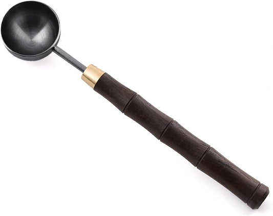 Ebony Wood Handle Coffee Spoon – Exquisite and Portable Stainless Steel Spoon with Long-Handled for Coffee (Gunmetal, 5g Capacity)