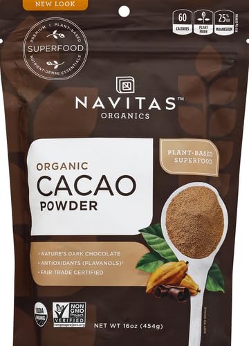 Navitas Organics Cacao Powder, Bags, 30 Servings, 1 Pound (Pack of 1), 16 Ounce