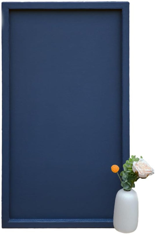 30 * 16 Inch Rectangular Ottoman Tray | Textured PU Leather, Waterproof & Heat-Resistant Storage for Coffee/Dining Tables, Sofa, Bed, Entertainment & Party (Navy Blue, 30 * 16in)