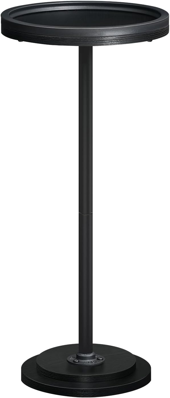 HOOBRO Small Round Side Table, Drink Table, Coffee Martini Table with Pedestal Accent for Small Spaces in Living Room, Bedroom, Sofa Couch, Black BB168BZ01