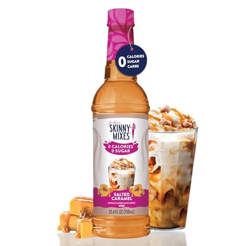 Jordan’s Skinny Mixes Sugar Free Coffee Syrup, Salted Caramel Coffee Flavoring Syrup, Zero Calorie Drink Mix, Lattes, Baking, Protein Shake or Cocktail, Dairy & Gluten Free, Kosher, 25.4 Fl Oz, 6 Pack
