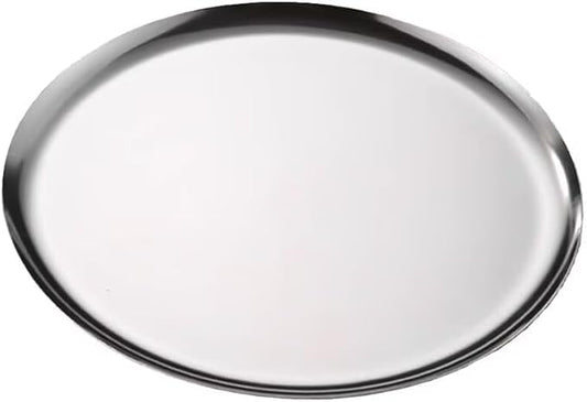Serving Trays 11.8in Stainless Steel Decorative Tray Round Dessert Trays for Kitchen Wedding Party Light Silver