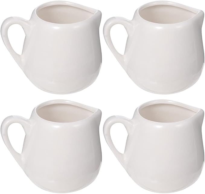 YARNOW Mini Ceramic Creamer Jug with Handle 1.6 Oz Porcelain Milk Pitcher for Coffee Tea Cream Sauce Serving Small Stoneware Milk Cup