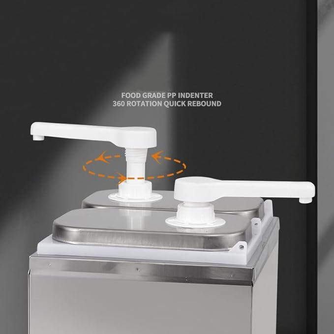 VITASUNHOW Condiment Pump Station, Sauce Dispenser Pump Seasoning Condiment Squeeze Pump Container with Base Removable Tanks,for Casual Fast Food, Western Restaurant (P2002)