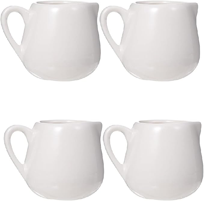 DOITOOL 4 Pcs Small Ceramic Creamer Coffee Tea Creamer Pitcher Milk Jug Pourer Pottery Mini Pitcher Syrup Sauce Salad Dressing Dispenser Housewarming