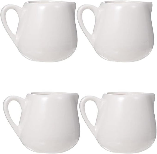 DOITOOL 4 Pcs Small Ceramic Creamer Coffee Tea Creamer Pitcher Milk Jug Pourer Pottery Mini Pitcher Syrup Sauce Salad Dressing Dispenser Housewarming