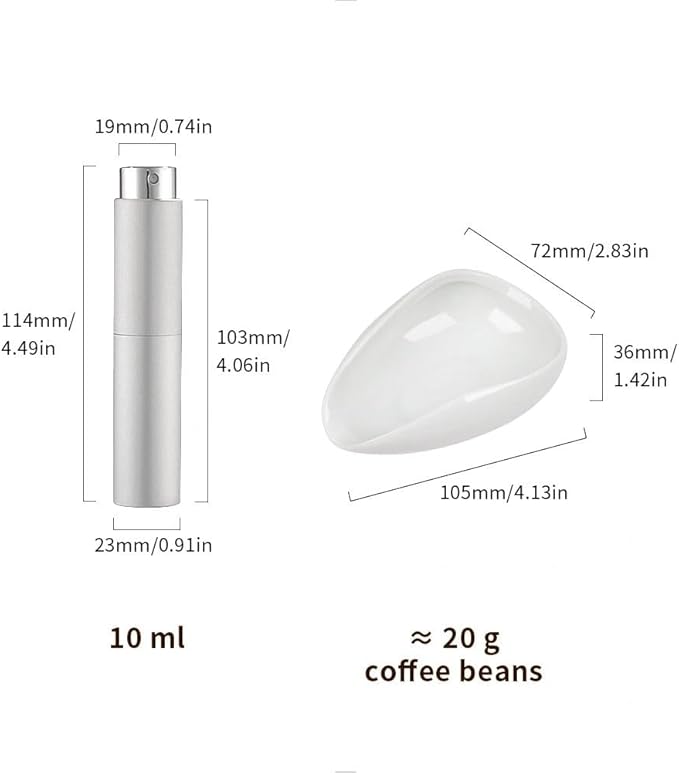 watchget Coffee Bean Dosing Cup & Static Reduction Spray Bottle Kit for Espresso Bar, Ceramic Single Dose Tray for Brewing/Tea, Barista Accessories Set, White