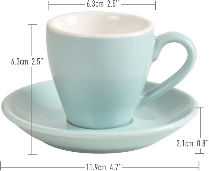 ionEgg Porcelain Espresso Cup with Saucer, Espresso shot Cup, 80ml/2.7Oz, Blue