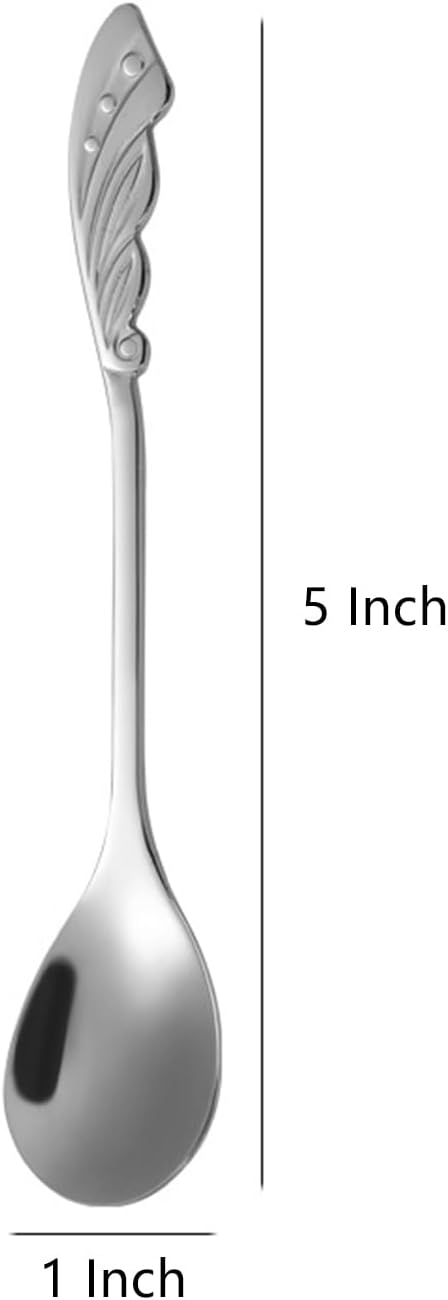 Stainless Steel Coffee Dessert Spoon, Cute Demitasse Spoon for Stirring, Creative Flower Sugar Spoon, 4 Pieces