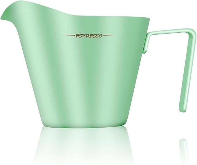 IKAPE Espresso Measuring Cup, 304 Anti-scald Stainless Steel Espresso Shot Cups with Handle, Coffee Pouring Cup for Barista Tool Accessories(Light Green)
