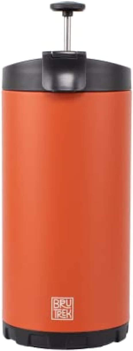 BruTrek Steel Toe 3.0 Travel Coffee Press - Brew 20 fl.oz On The Go - No Spill Lid, Double Wall Vacuum Insulated Stays Hot for Hours, French Press Coffee (Red Rock)