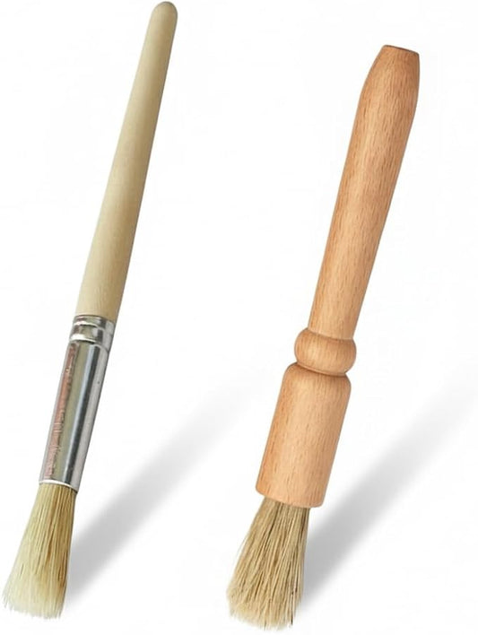 Coffee Grinder Cleaning Brush 2Pcs, Wood Handle & Natural Bristles Wood Dusting Espresso Brush Accessories for Bean Grain Coffee Tool Barista Home Kitchen