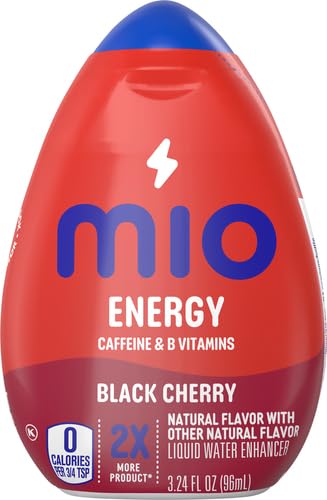 MiO Energy Black Cherry Naturally Flavored Liquid Water Enhancer 1 Count 3.24 fl oz (Pack of 5)