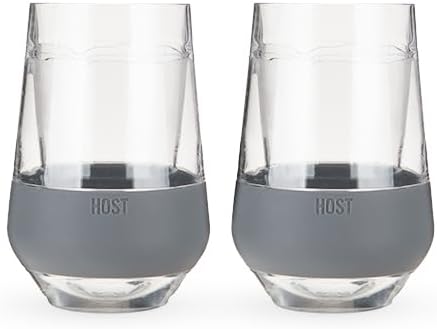 HOST Freeze XL Wine Glass Cooling Cup, Double Walled Insulated Freezable Drink Chilling Tumbler for Aperol Spritz 12 Ounces, Grey Set of 2