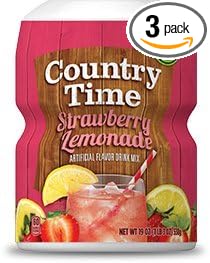 Country Time, Powdered Drink Mix, Strawberry Lemonade, 18oz Tub (Pack of 3)