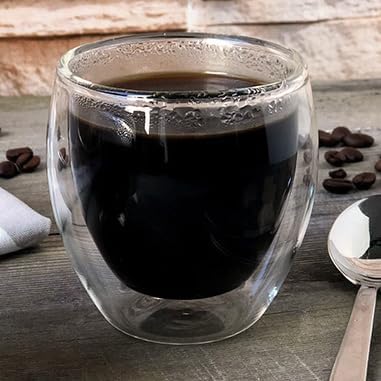 Creano Double Wall Espresso Glasses 3.5 OZ, Insulated Glass Cups - 6X 3.5oz (100ml)
