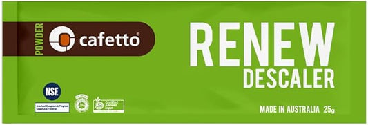verybarista Renew Descaler (6 x 25g sachets). Designed for espresso machines, boilers and coffee brewers. Safe to use on aluminium, brass and stainless steel