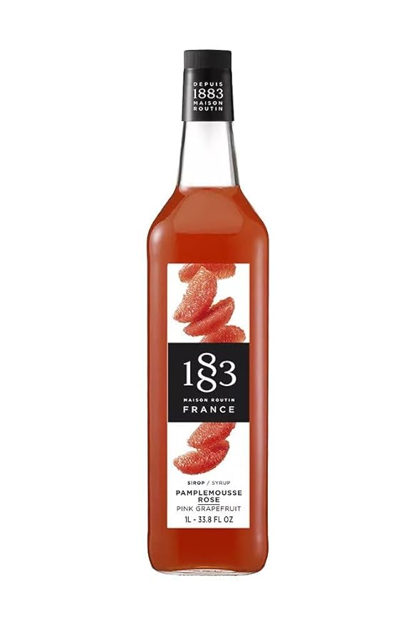 1883 Pink Grapefruit Syrup for Drinks, Made in France, 1 Liter Glass Bottle