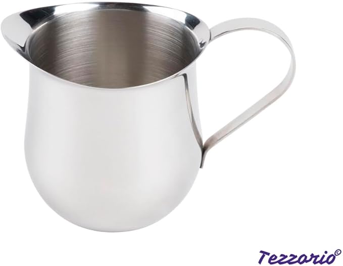 Betolla 3 oz Stainless Steel Bell Creamer – Bell-Shaped Mini Pitchers for Serving Cream, Milk, Syrups & More
