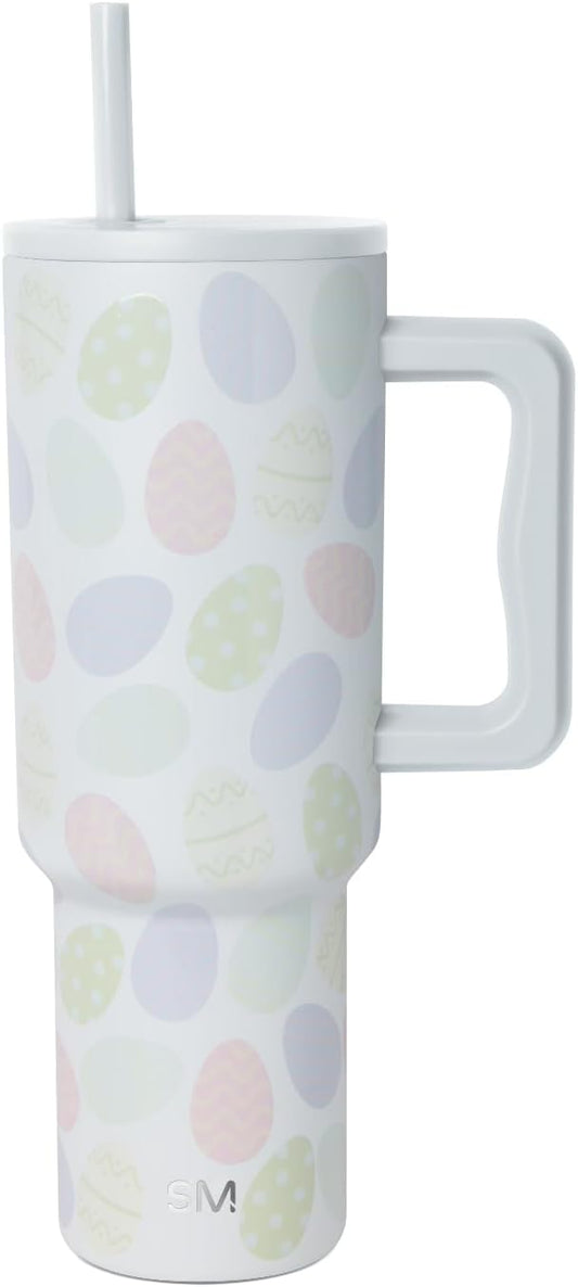 Simple Modern Easter 40 oz Trek Tumbler with Handle and Straw Lid | Cup Holder Friendly Insulated Stainless Steel Travel Mug | Easter Eggs