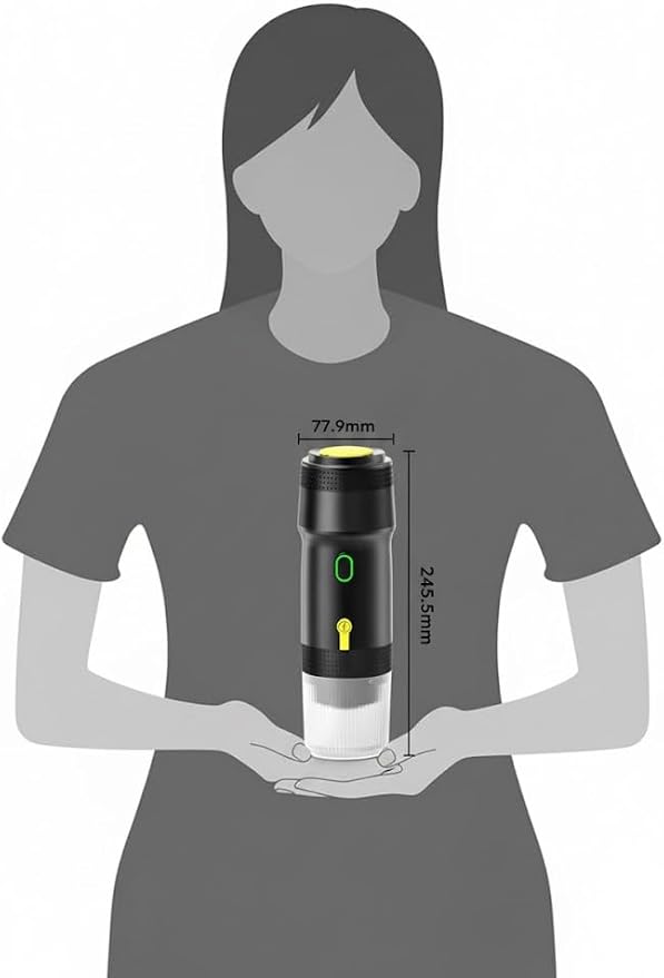 Portable Espresso Maker, 20 Bar Pressure Small Coffee Machine, Rechargeable Battery Operated Mini Coffee Maker for Pods or Grounds, Includes Car Charger, for Hot & Iced Coffee (White)