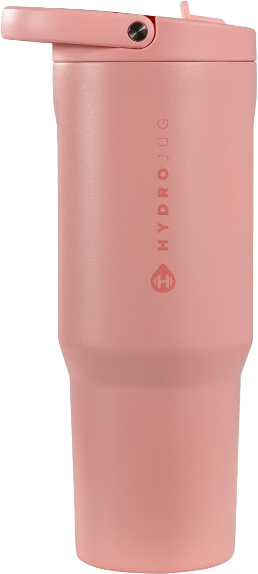 HydroJug Sport - Stainless Steel Tumbler with Straw, Vacuum Insulated, 40oz Leakproof Water Bottle, Ergonomic Design, Reusable, Dishwasher Safe, Rubber Base, Durable for Gym or Outdoors, Tulip