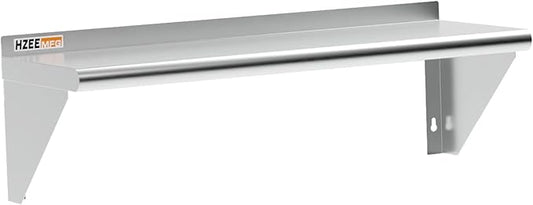 NSF Stainless Steel Wall Mount Shelf 12 x 36 Inches 18 Gauge Metal Floating Shelving with 2 Brackets Rack Shelves for Kitchen, Restaurant, Laundry Room,Lab, Gym and Garage