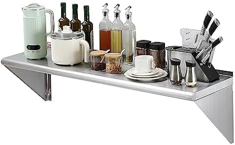 Stainless Steel Wall Shelf 8" x 36" | Metal Shelving | Garage, Laundry, Storage, Utility Room | Restaurant, Commercial Kitchen | NSF Certified |