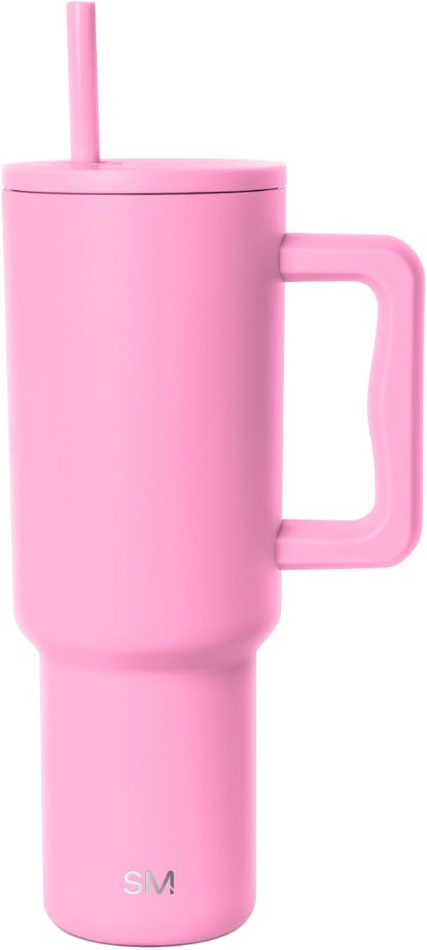 Simple Modern 40 oz Trek Tumbler with Handle and Straw Lid | Cup Holder Friendly Insulated Stainless Steel Travel Mug | Dragon Fruit