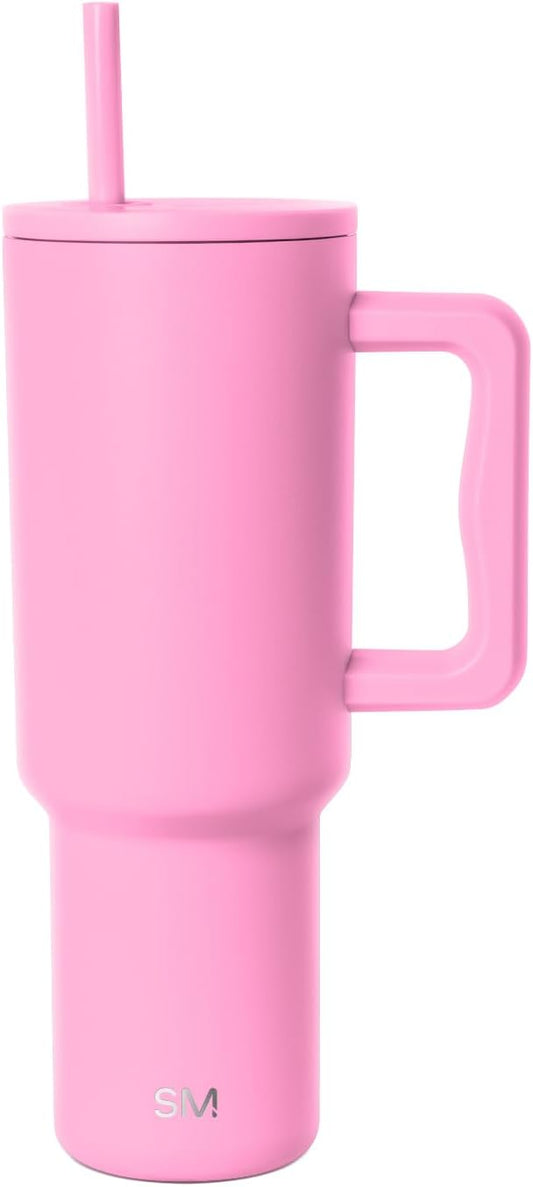 Simple Modern 40 oz Trek Tumbler with Handle and Straw Lid | Cup Holder Friendly Insulated Stainless Steel Travel Mug | Dragon Fruit