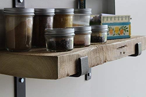 Urban Legacy Accent Shelves | Reclaimed Barn Plank | Set of 2 with Full Brackets (Natural 24" x 7" x 2")