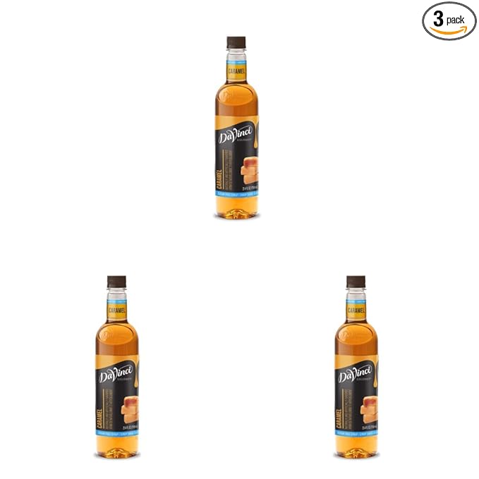 DaVinci Gourmet Sugar Free Caramel Syrup | 25.4 Ounce | Pack of 9