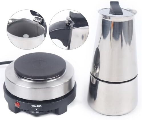 Espresso Coffer Maker Stainless Steel Moka Coffee Pot With Electric Stove Stovetop Expresso Percolator Easy To Clean Italian Cooker Induction Portable Cafeteria Classic Cafe Silver (6 cup)
