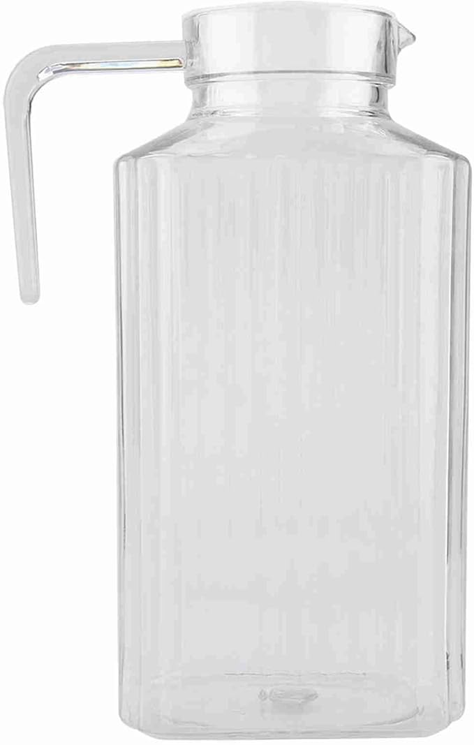 61 oz Acrylic Pitcher with Lid and Spout, 1800ml Large Hot/Cold Water Jug for Iced Tea Pitcher for Coffee, Juice Iced Tea Beverage Carafe with Lid for Family Gathering(1800ml)