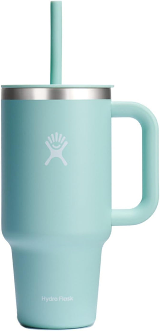 Hydro Flask Travel Tumbler with Handle, Lid and Straw - Insulated Stainless Steel in 32 Oz Dew