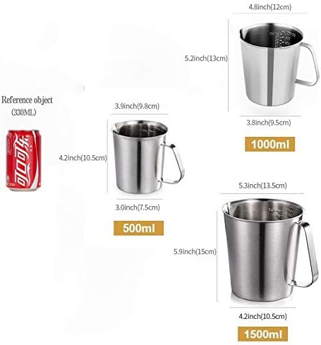 KSENDALO 1.0L/32oz SUS304 Stainless Steel Measuring Cup - Precision Engraved Markings for Liquid, Coffee, Milk & Espresso - 4 Cup Kitchen Mixing Pitcher, Container for Baking & Frothing