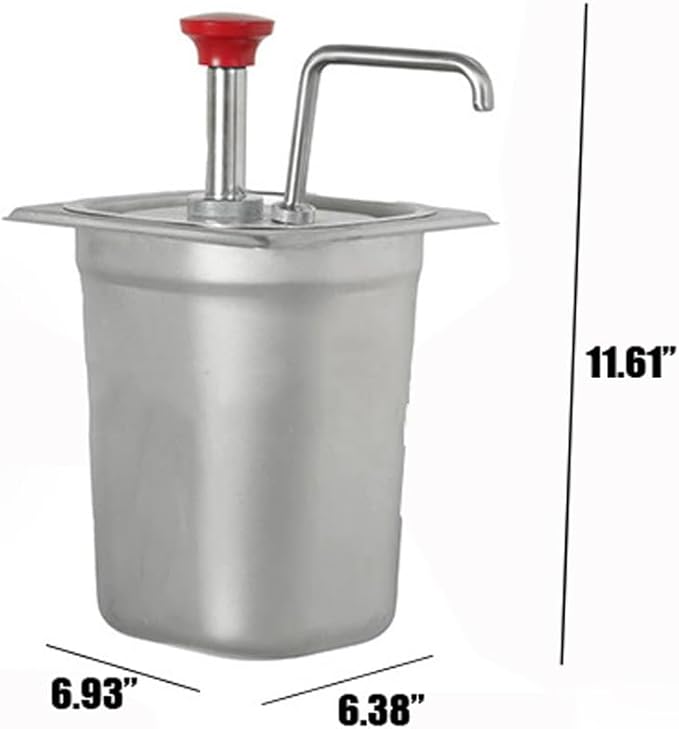 VITASUNHOW Sauce Pump Dispenser Stainless Steel Dispenser - Large Capacity Condiment Pump Dispenser Quantitative Pressure Head for Variety of Sauces (1035S)