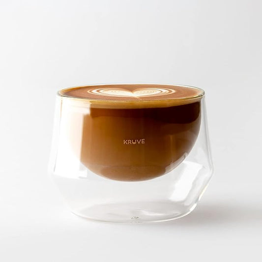 KRUVE IMAGINE Coffee Cups - Handcrafted Double-Wall Glass Cups (Set of 2, 6.5oz/200ml) - Perfect for Latte Art & Espresso - Durable Borosilicate Glass - Ideal Gift for Coffee Mugs Lovers - Cappuccino