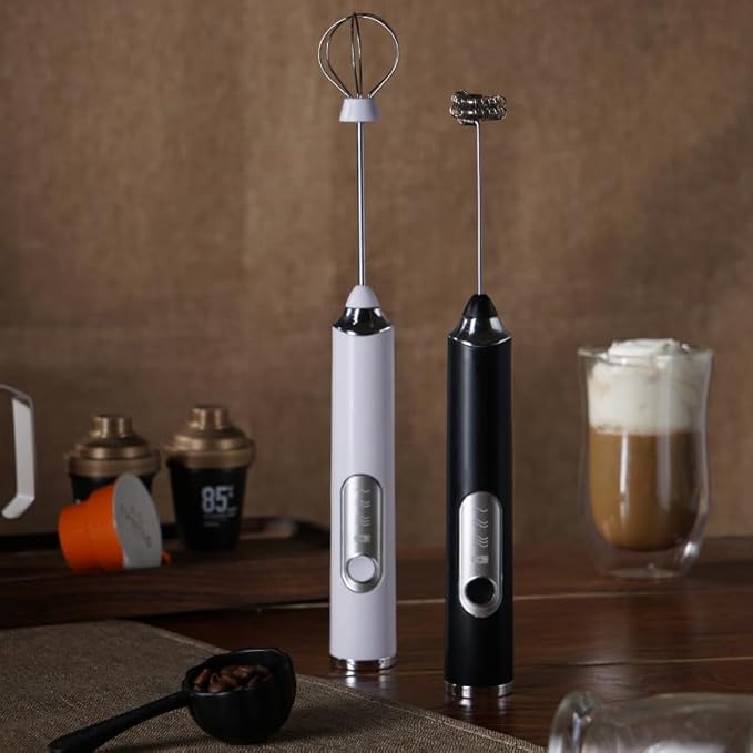 Milk Frother Rechargeable,Handheld Milk Frother, 3 Heads Rechargeable Mini Drink Mixer Stirrers, 3 Speed Adjustable Coffee Frother Wand, Drinks mixer electric handheld milk frothe