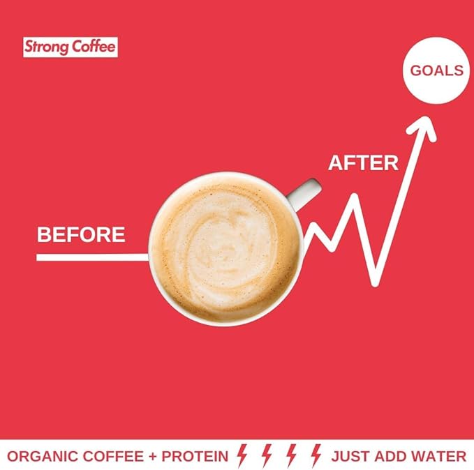 Strong Coffee Co. Vanilla Instant Latte Travel Pack | Organic Coffee with 15g Collagen Protein | Lion’s Mane & L-Theanine | Nootropic Instant Coffee | Instant Coffee Packets (7 Servings)