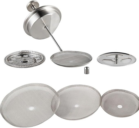 KoiLykke Reusable Stainless Steel Mesh Filter Replacement for French Press - 3 Pack, Compatible with 8-Cup Coffee Press (350/800/1000ML), 7.2CM 8.7CM 10CM