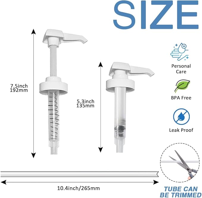 4 Pack Gallon Jug Pump Dispenser 38-400 White Pump for Gallon Jug Dispensing - 7cc Lotion Gallon Shampoo Pump Top Replacement, Fits 1 Gallon Bottle 64oz 128oz Hand Sanitizer Containers, Plus Labels