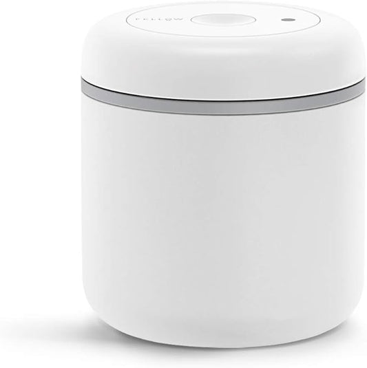 Fellow Atmos Vacuum Coffee Canister & Food Storage Container - 0.7 Liter Canister holds up to 11 oz of Coffee Beans - Airtight Food Storage Containers - Containers - 0.7 Liter - Matte White