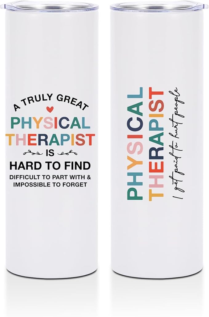 20 Oz Skinny Straight Tumbler, Physical Therapist Gifts, PT Gifts Insulated Tumbler Stainless Steel Tumblers Coffee Cups with Lids Thermal Cups National Physical Therapy Month