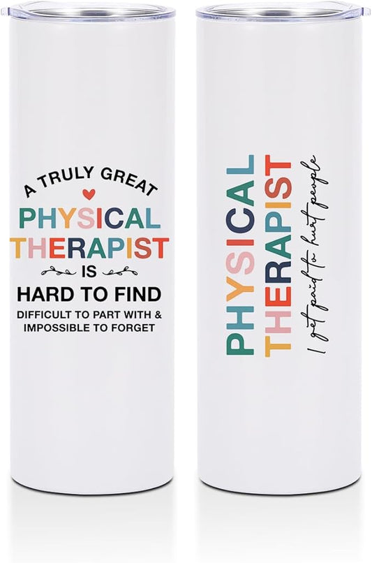 20 Oz Skinny Straight Tumbler, Physical Therapist Gifts, PT Gifts Insulated Tumbler Stainless Steel Tumblers Coffee Cups with Lids Thermal Cups National Physical Therapy Month